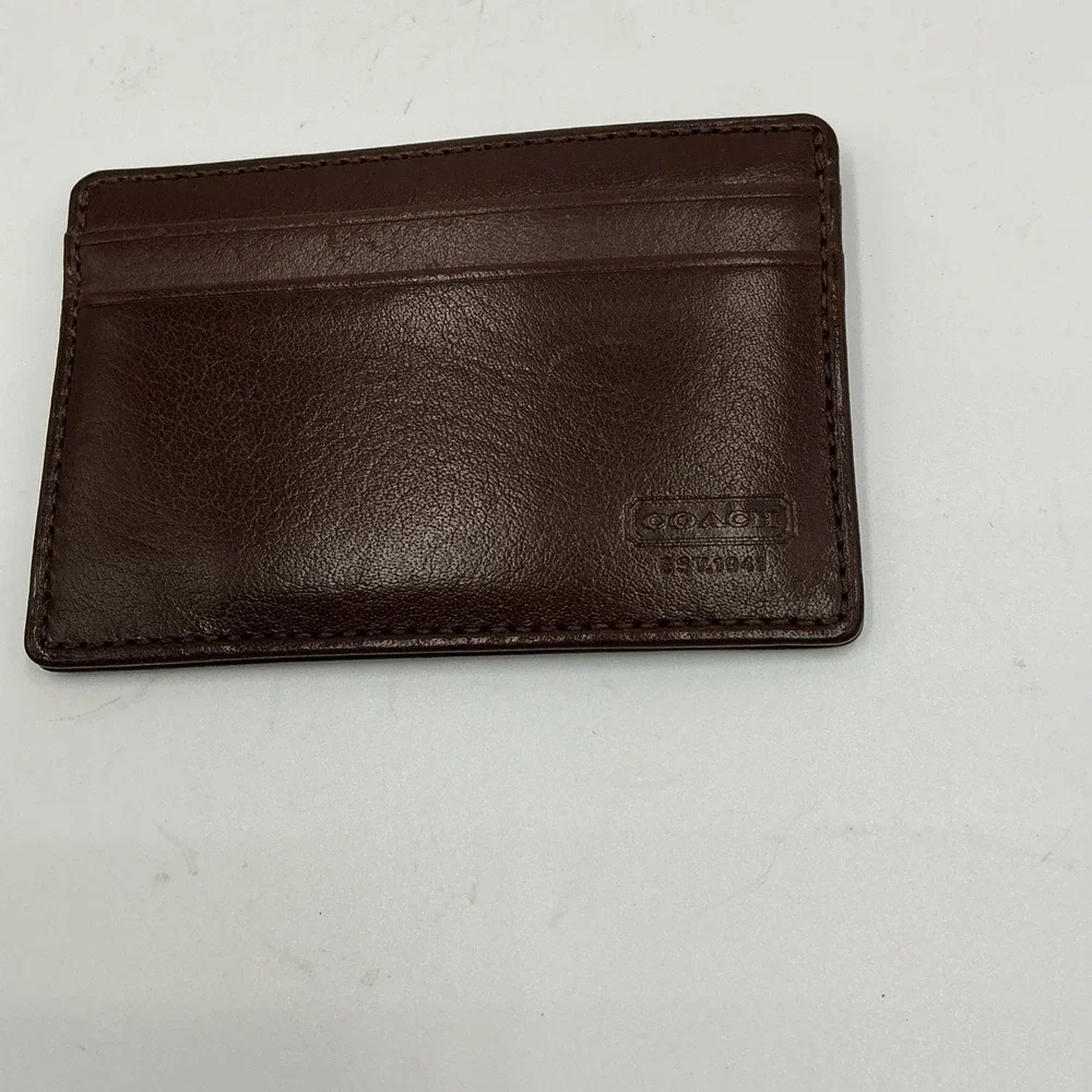 Coach Leather Executive Slim Card Case Wallet Mahogany FS4664 Vintage